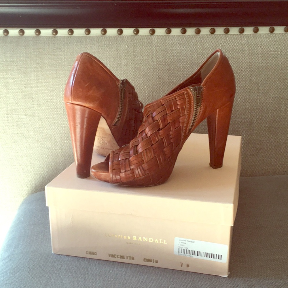 Loeffler Randall “Anna” platform woven booties